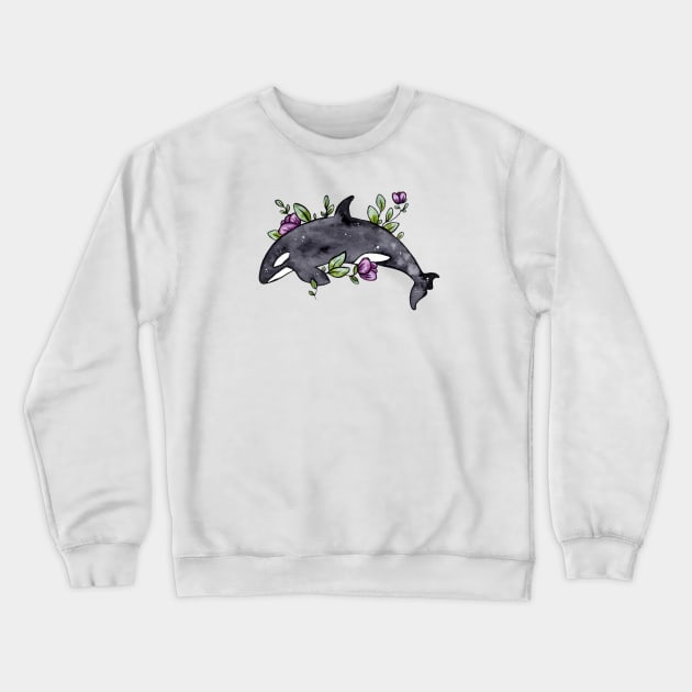 Floral Whale Crewneck Sweatshirt by Ellen Wilberg